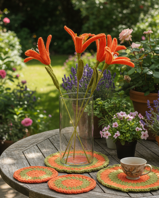 Handmade Crochet Orange Colour Lily – Elegant & Unique Floral Décor