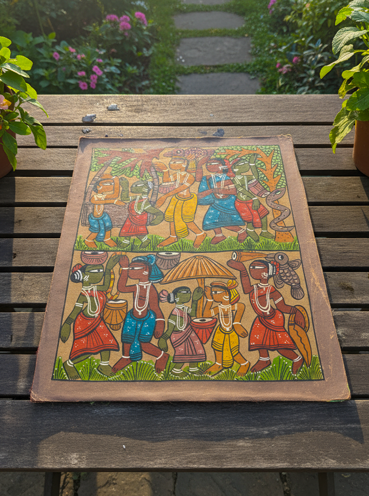 Pattachitra Tribal Celebration – Bengal School of Art Without Frame