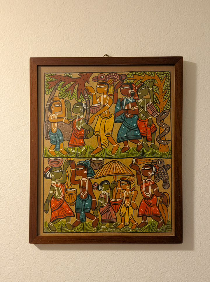 Pattachitra Tribal Celebration – Bengal School of Art Without Frame