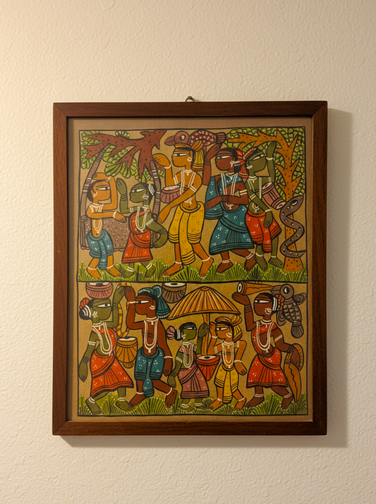 Pattachitra Tribal Celebration – Bengal School of Art Without Frame