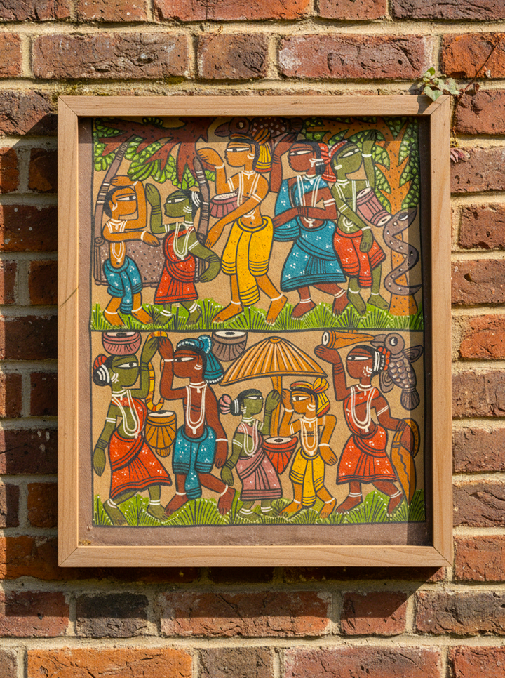 Pattachitra Tribal Celebration – Bengal School of Art Without Frame