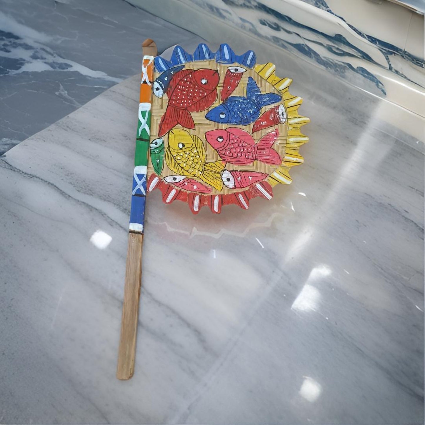 Hand Painted Patachitra Hand Fan (Fish)