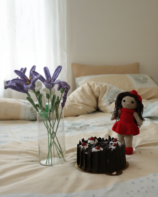 Handmade Crochet Flower Bouquet & Crochet Doll – Perfect Gift Set