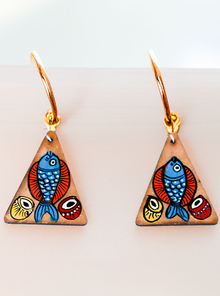 Hand-Painted Tribal Fish Earrings