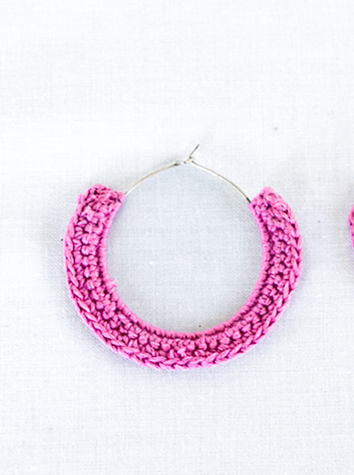 Handmade Crochet Pink Earrings