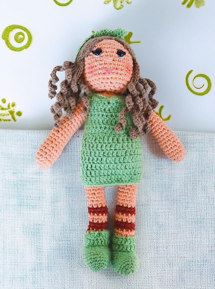 Handmade Crochet Doll β Adorable & Unique Gift (Green Colour Dress)