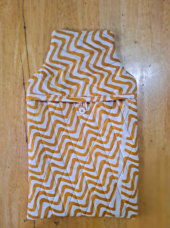 Cotton Hot Water Bottle Cover (Yellow Lining)