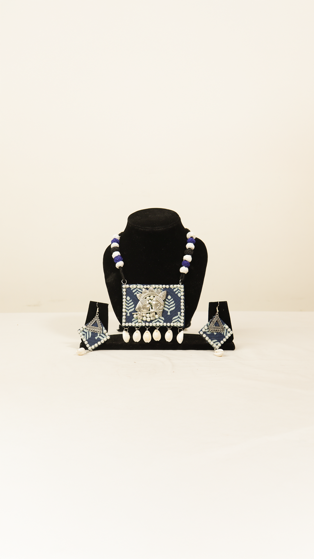 Handmade Blue Colour Necklace with Earrings – Elegant Festive Jewelry Set