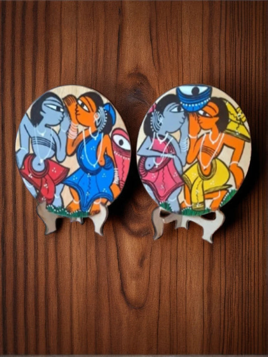 Mini Pattachitra Decorative Plates with Stands