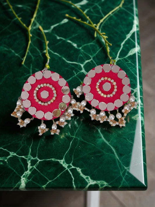 Handmade Mirror and Pearl Earrings