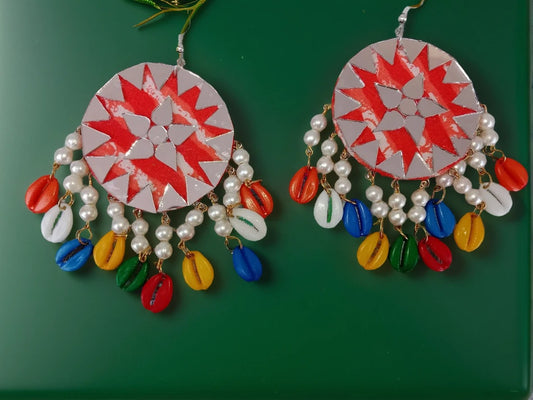 Handmade Mirror & Shell Earrings