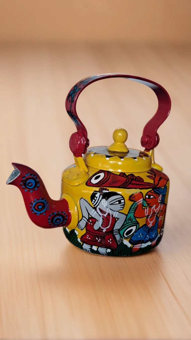 Hand-Painted Pattachitra Kettle – Traditional Folk Art Elegance