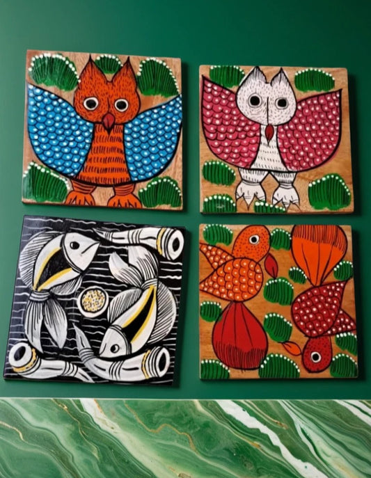 Hand-Painted Wooden Coasters – Pattachitra Art