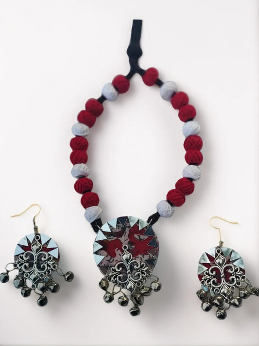 Handcrafted Tribal Mirror Necklace & Earrings Set