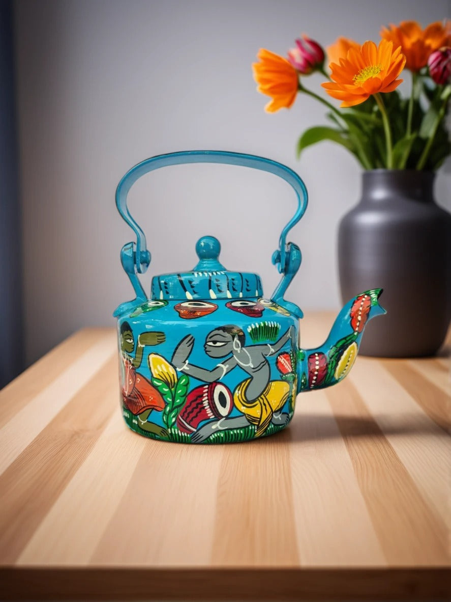 Hand-Painted Pattachitra Kettle – A Fusion of Art & Functionality