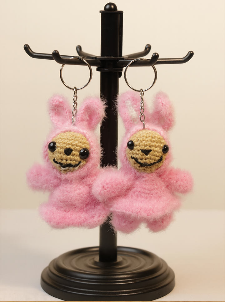 Handmade Crochet Pink Labubu Keychain – Cute & Quirky Charm
