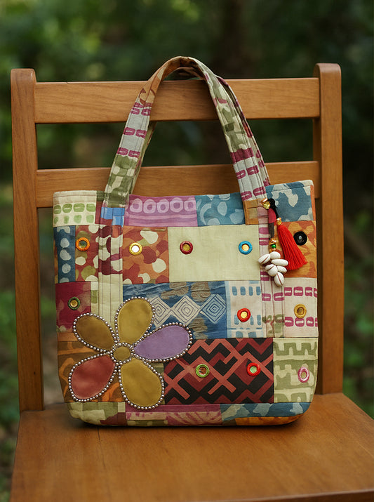 Handmade Boho Tote Bag (Multicolour)
