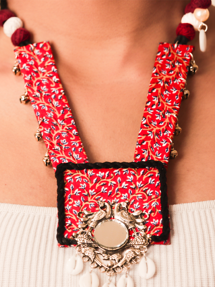 Handcrafted Fabric Necklace & Earrings Set