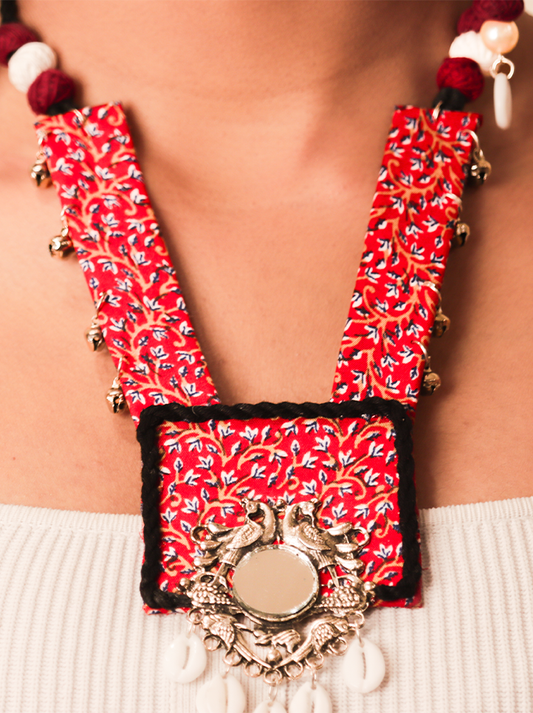 Handcrafted Fabric Necklace & Earrings Set
