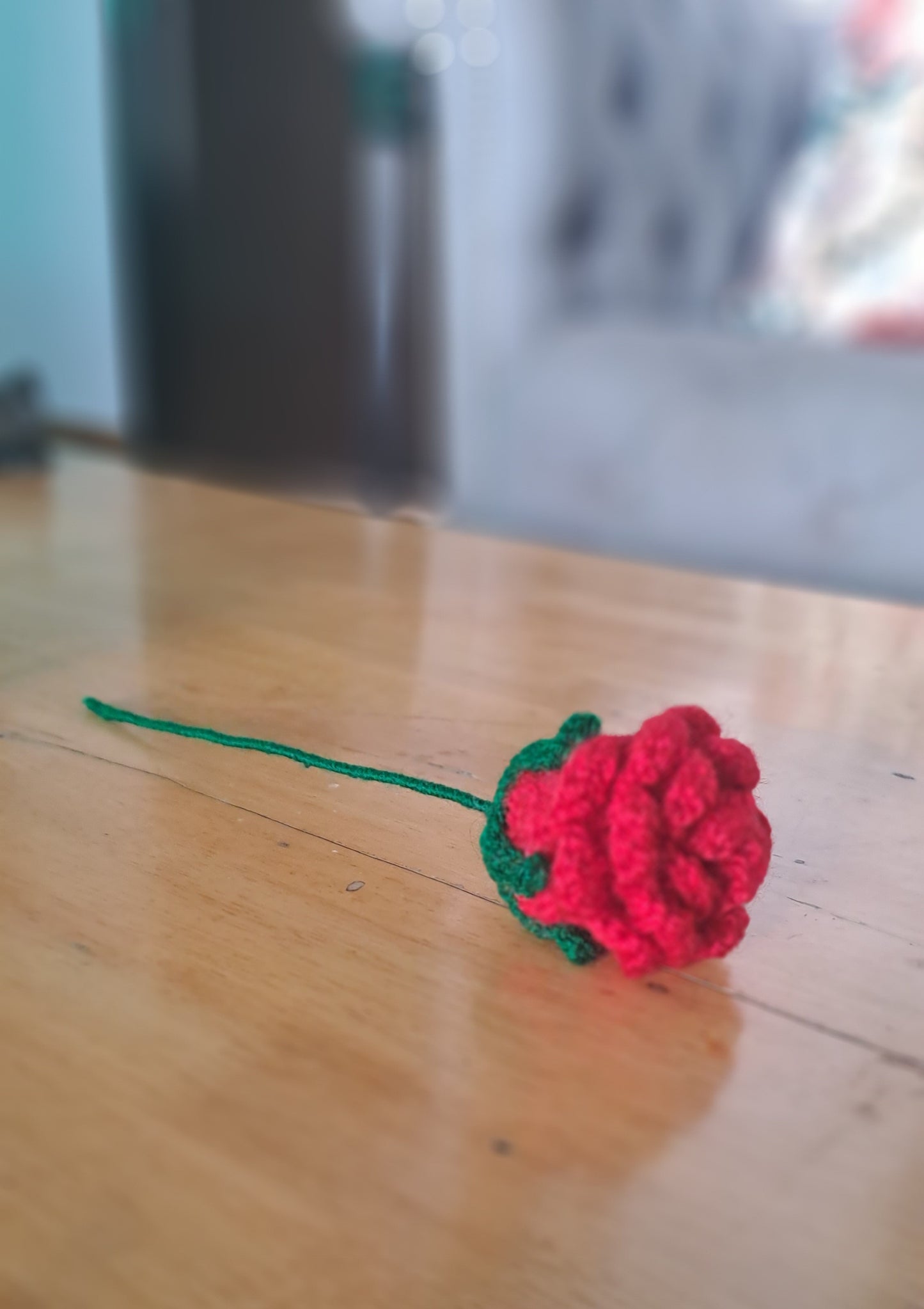 Red crochet rose