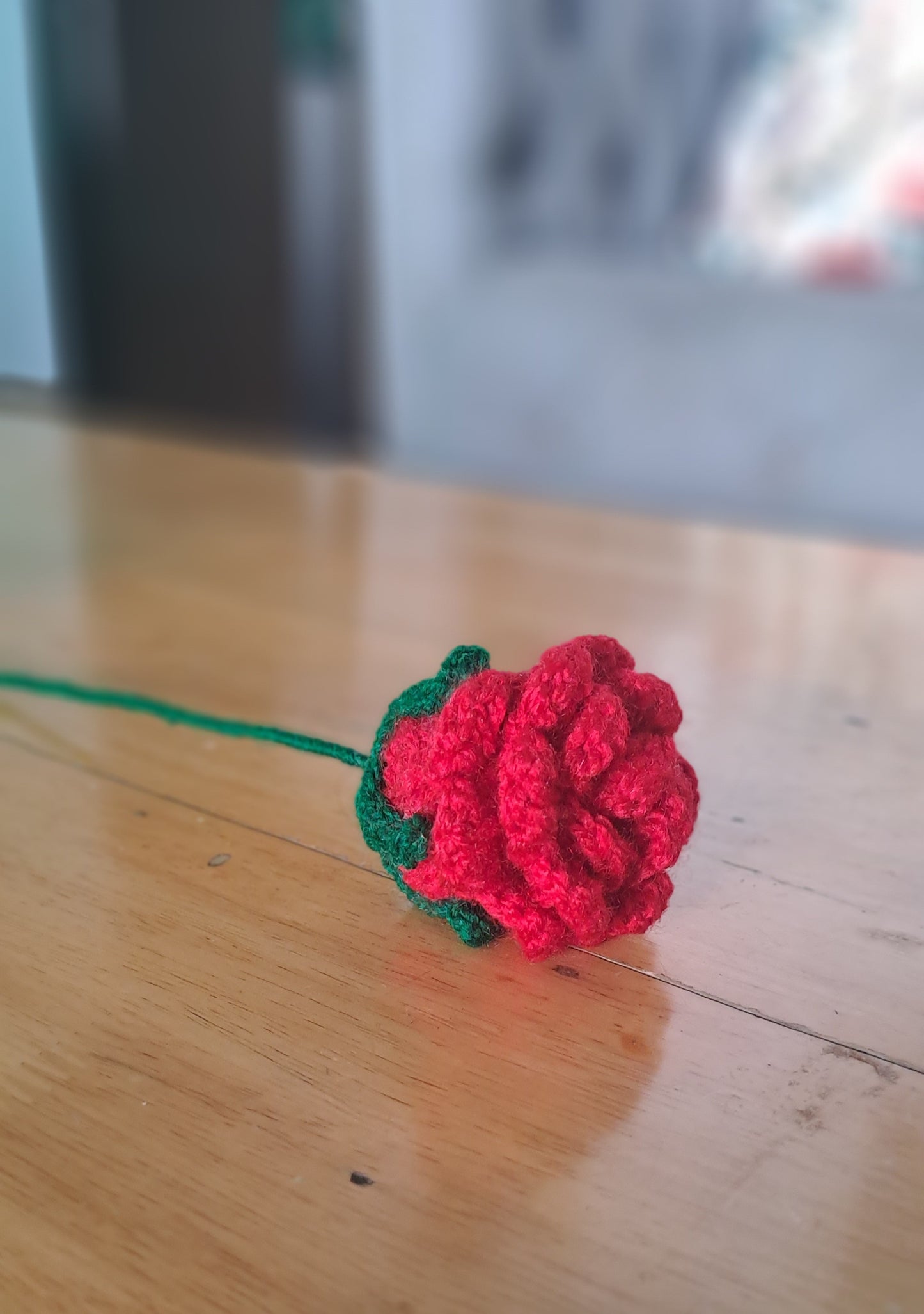 Red crochet rose