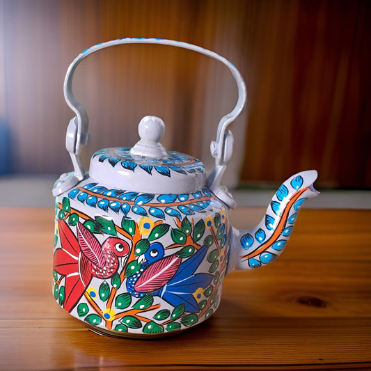 Hand painted aluminum kettle