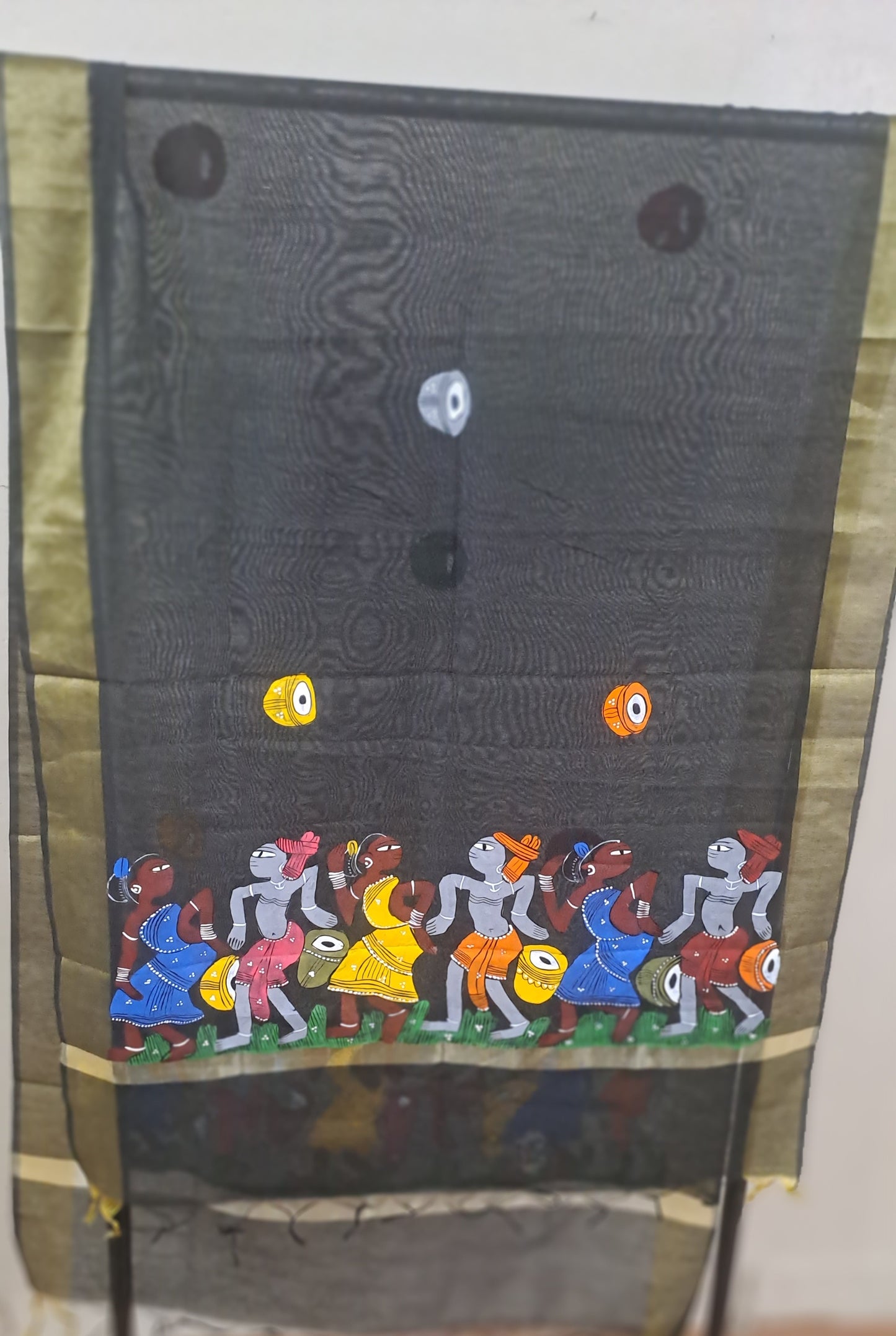 Handmade Pattachitra Black Dupatta