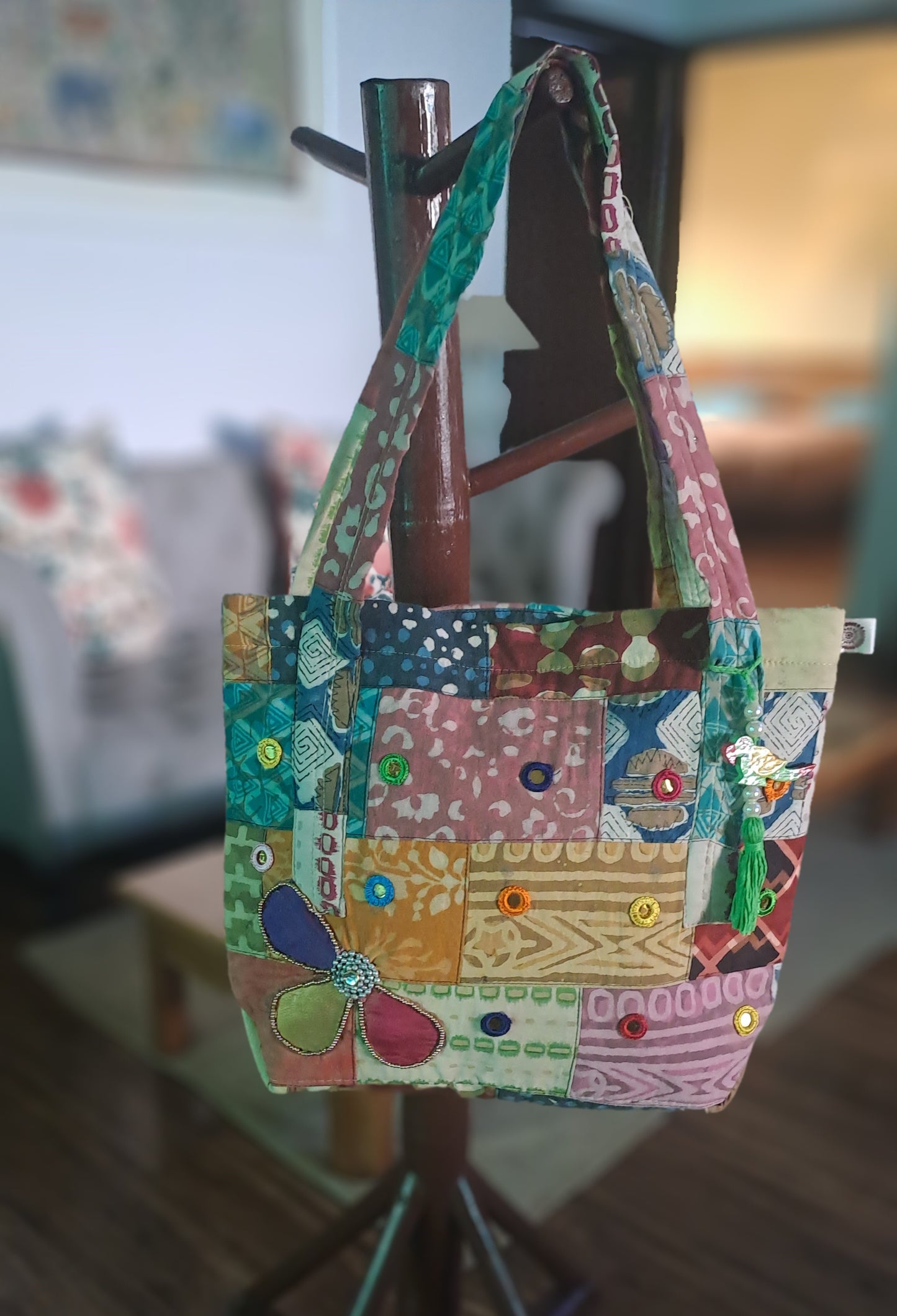 Handmade boho tote bag