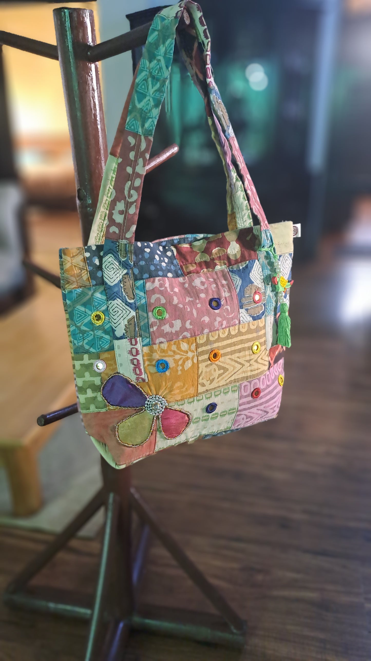 Handmade boho tote bag