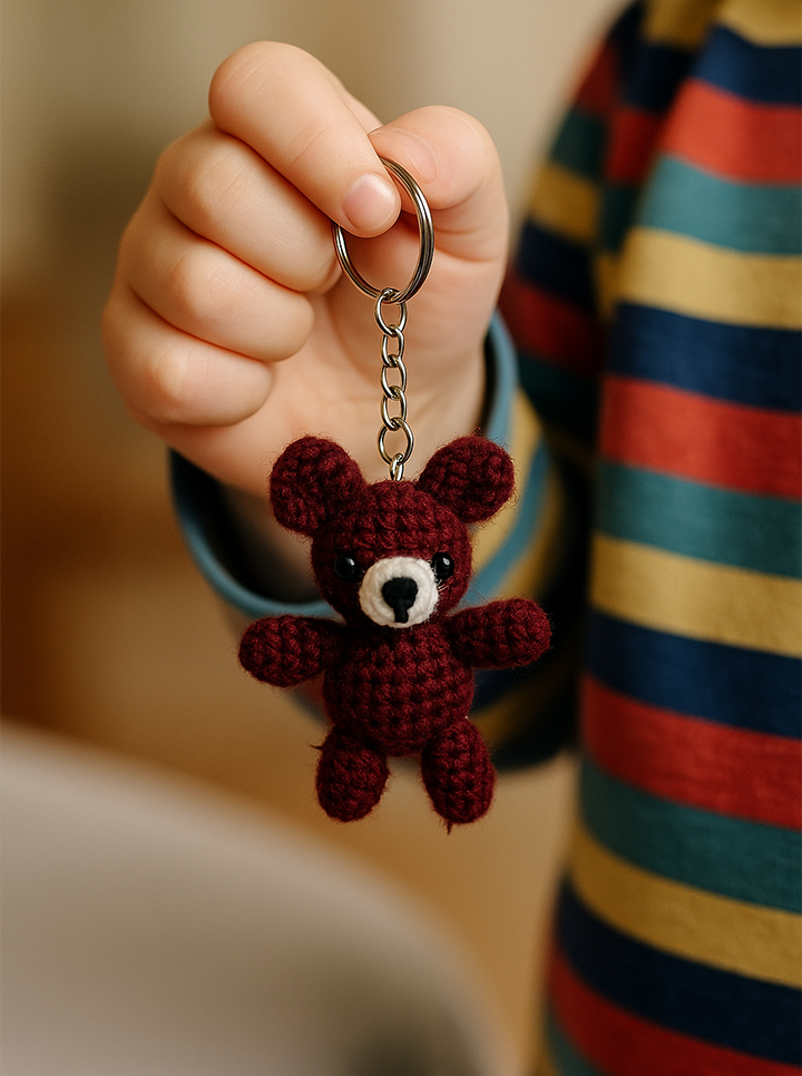 Handmade Crochet Teddy Bear Keychain – Adorable & Cozy Charm