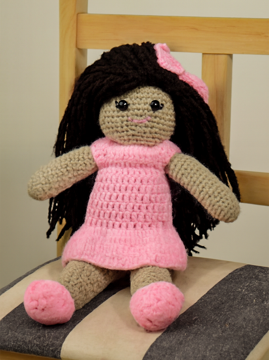 Handmade Crochet Doll in Pink Frock