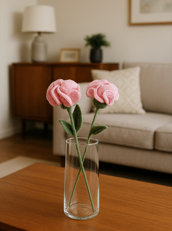 Handmade Crochet Light Pink Carnation