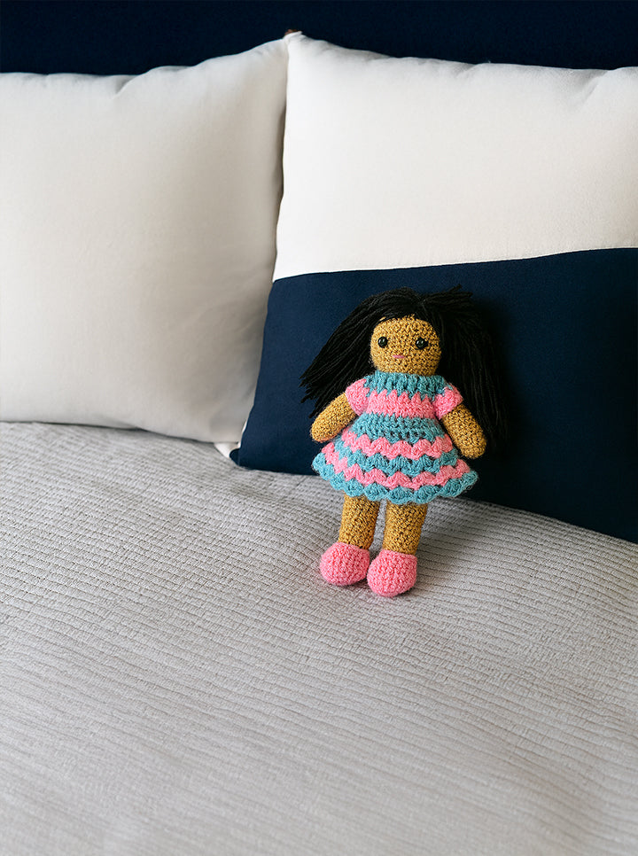 Handmade Crochet Doll (Pink And Blue Dress)