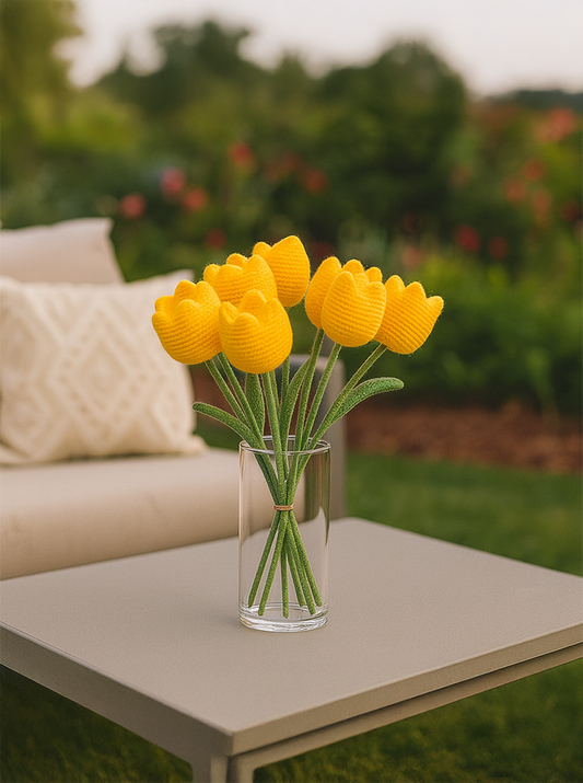 Handmade Crochet Yellow Tulip
