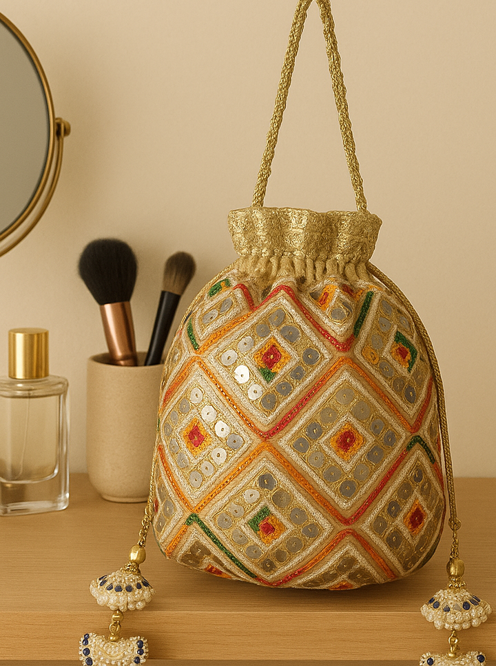 Handmade Embroidered Potli Bag – Elegant Ethnic Accessory