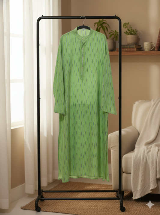 Handmade Lime Green Ikat Kurti