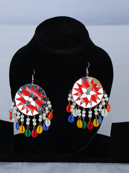 Handmade Mirror & Shell Earrings