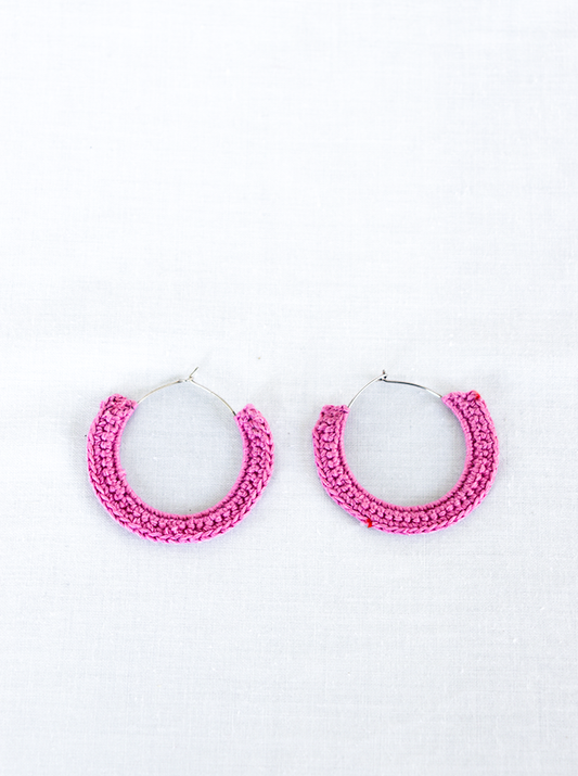 Handmade Crochet Pink Earrings