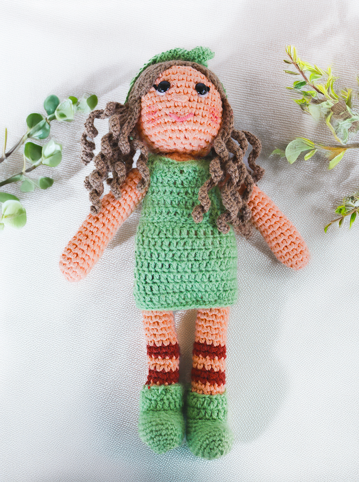 Handmade Crochet Doll – Adorable & Unique Gift (Green Colour Dress)