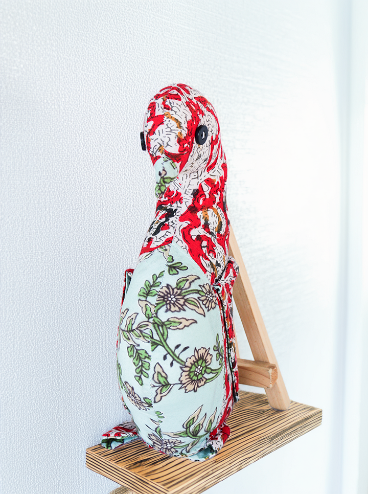 Handmade Duck Cloth Toy (Red and Floral Pattern)