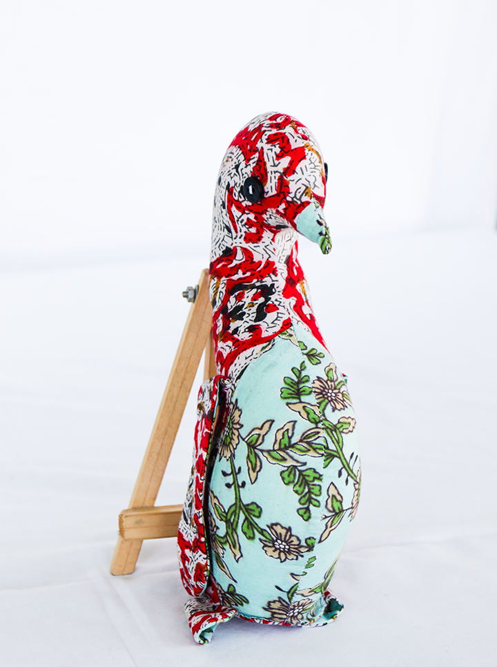 Handmade Duck Cloth Toy (Red and Floral Pattern)