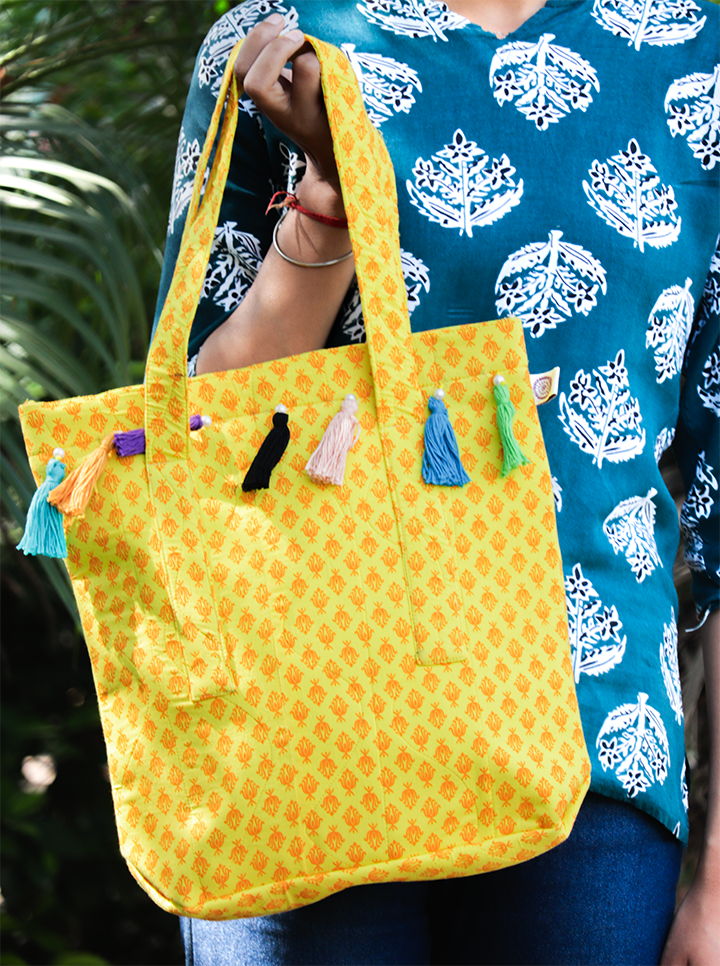 Handmade Embroidered Tote Bag – Vibrant & Elegant