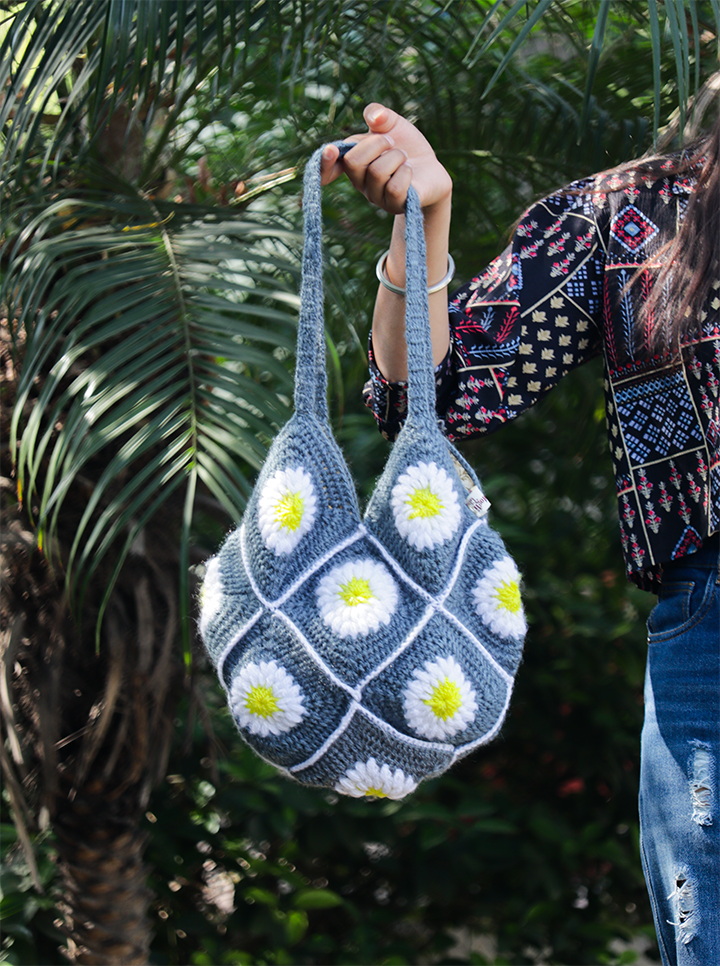 Stylish woolen crochet sling bag
