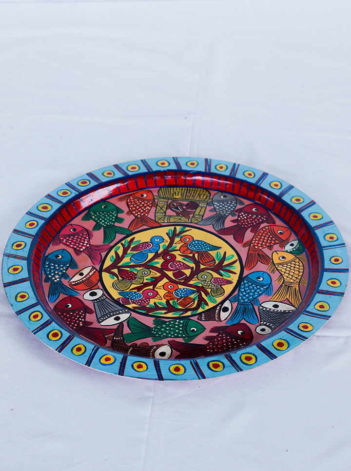 Hand painted Pattachitra Bird And Fish Decorative Plate