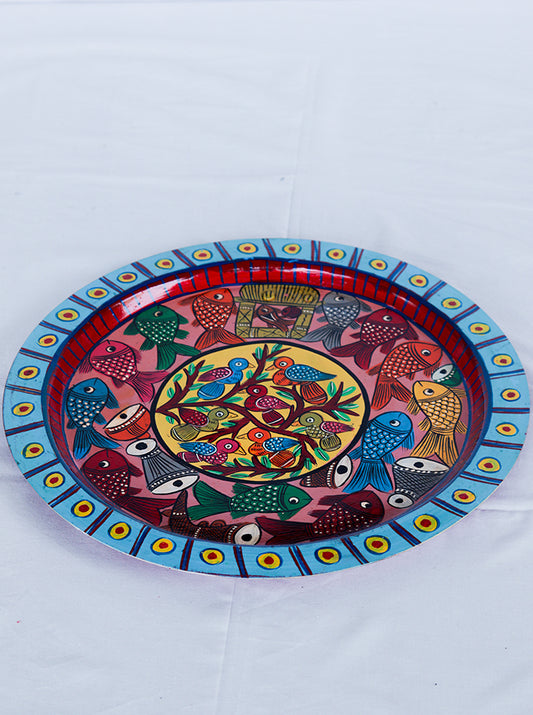 Hand painted Pattachitra Bird And Fish Decorative Plate