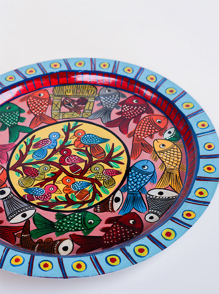 Hand painted Pattachitra Bird And Fish Decorative Plate