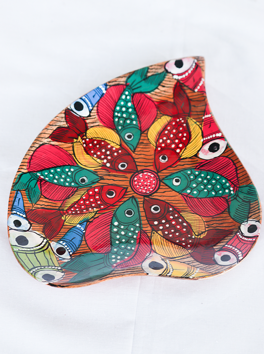 Handmade Petal Shape Pattachitra Decor Plate