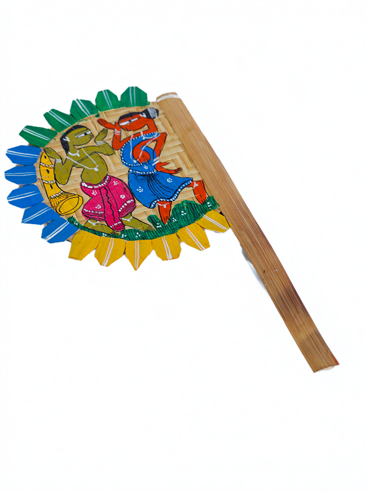 Pattachitra Hand-Painted Bamboo Hand Fan (Tribal Dance)