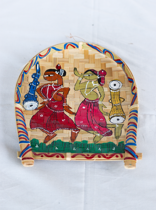 Handmade Pattachitra Bamboo Wall Hanging – Traditional Vibrant Folk Dancers