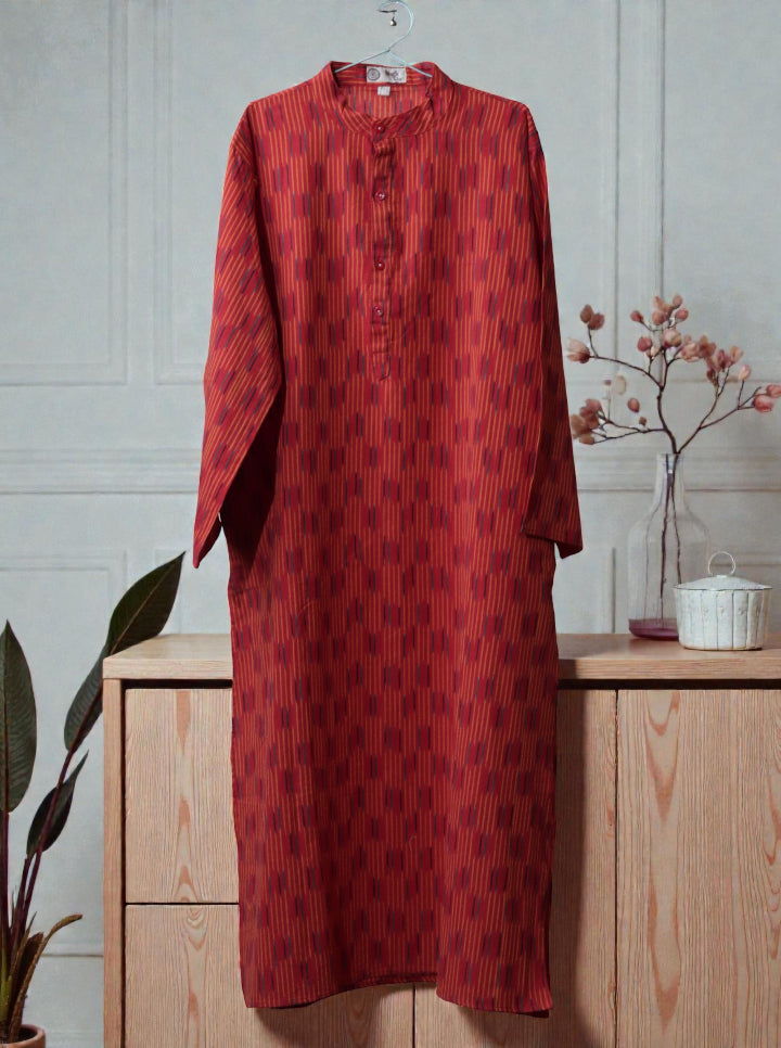 Handcrafted Red Ikat Cotton Women’s Kurti